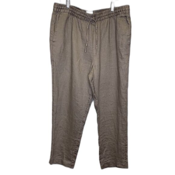 H&M Womens Regular Fit‎ Coupe Standard Linen Pants Brown Cottagecore Minimalism - Picture 1 of 16